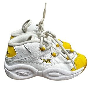 Reebok Question Mid "Yellow Toe" White Yellow Sneaker Shoes Size 10 Toddler